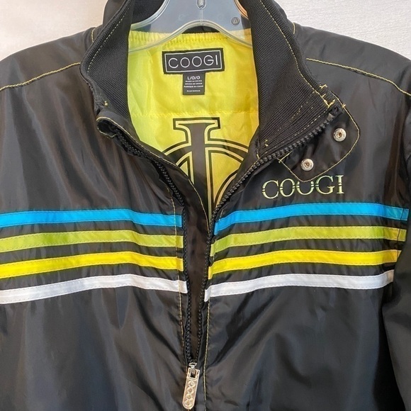 NWT Vintage Coogi Black and Neon  Stripes Windbreaker Ladies LG - Picture 4 of 15